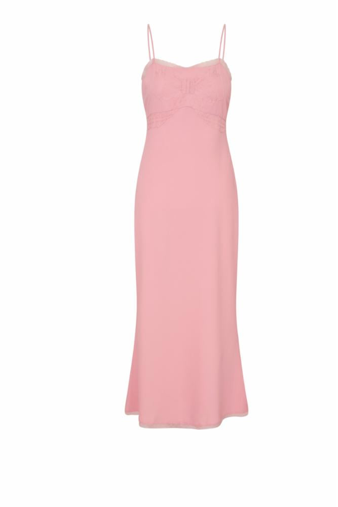 Isolis Lace Bow Crepe Maxi Dress-Dresses-LoveShackFancy-Max & Riley