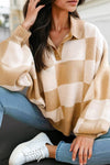 Checkered V Neck Long Sleeve Sweater | S-XL: Green / Missy / XL-Aapparella-Max & Riley