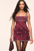 Casslouie Rhinestone Satin Mini Dress-Dresses-LoveShackFancy-Max & Riley