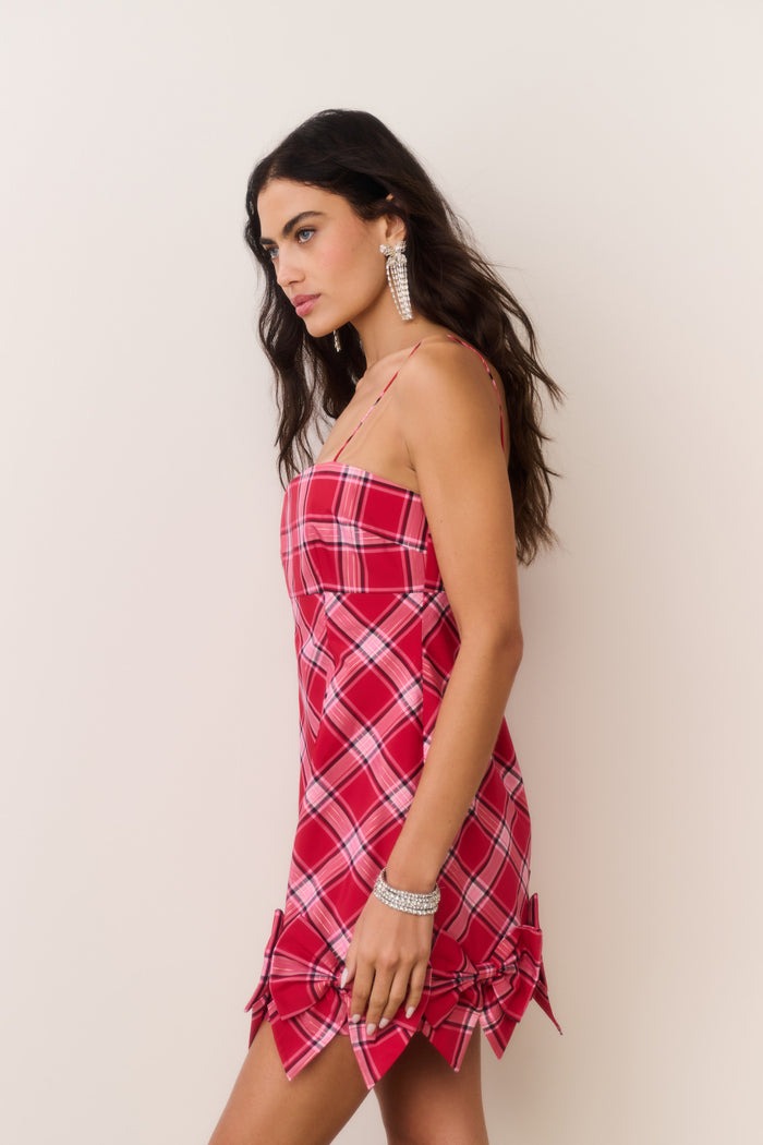 Kennedi Tartan Bow Mini Dress-Dresses-LoveShackFancy-Max & Riley