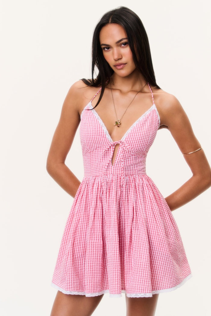korina mini dress gingham Khloe Cotton – Max & Riley Color:plum and a stylish bow _summersale26 Comfort Stretch Non-Iron Stripe
