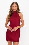 Lisa Mini Dress- Cranberry Luxe Satin-Dresses-Show Me Your Mumu-Max & Riley