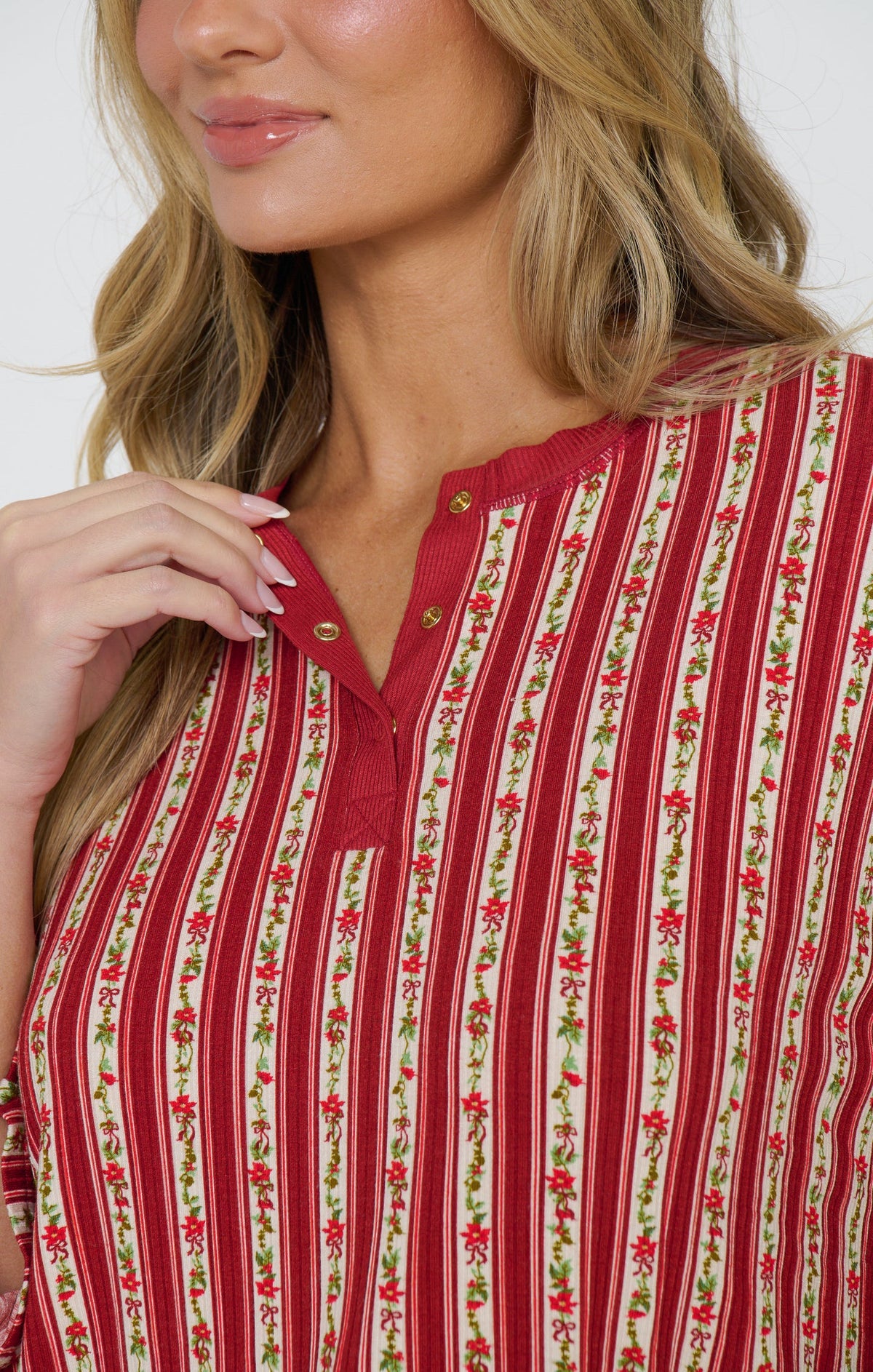 Stay In PJ Set Poinsettia Stripe-Pajamas-Show Me Your Mumu-Max & Riley