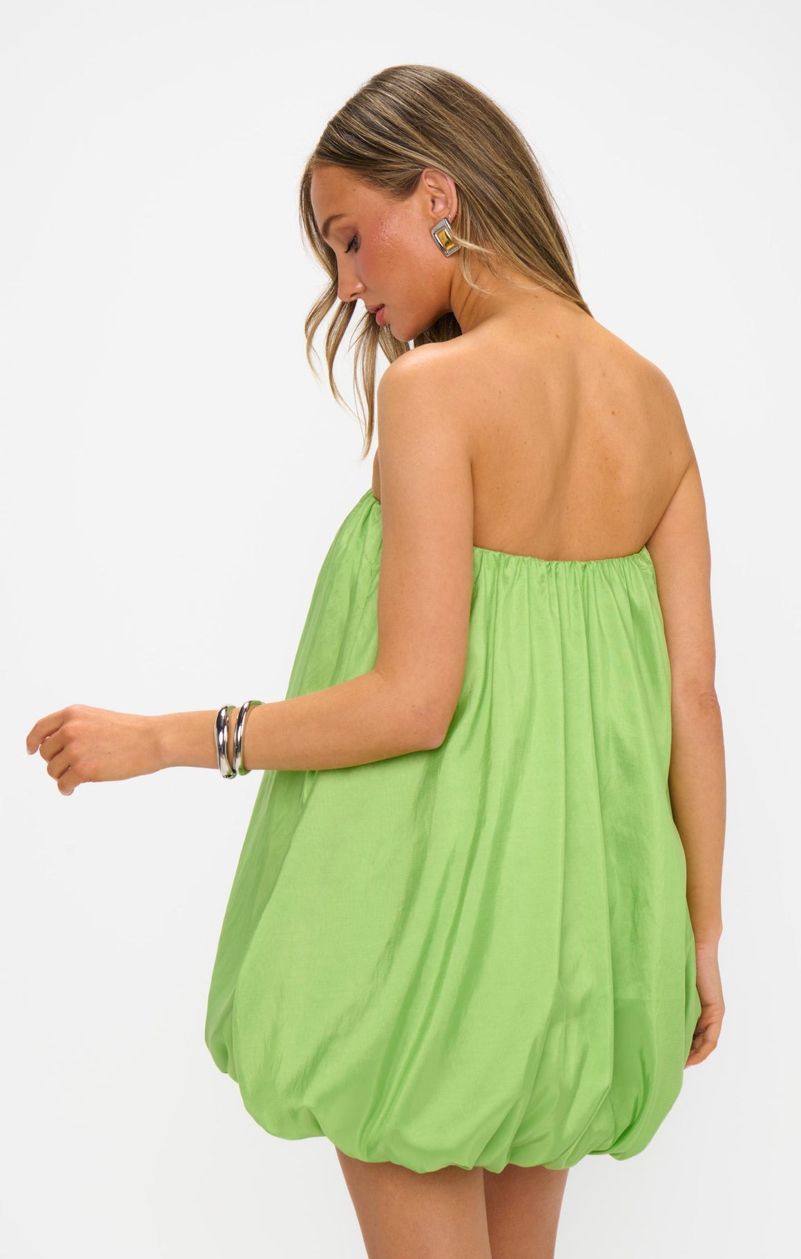 Beverly Bubble Dress- Key Lime Taffeta-Dresses-Show Me Your Mumu-Max & Riley