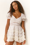 Nivara Lace Ruffle Mini Dress