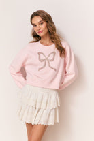 Rylan Embellished Bow Fleece Pullover-Sweatshirt-LoveShackFancy-Max & Riley