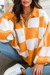 Checkered V Neck Long Sleeve Sweater | S-XL: Green / Missy / XL-Aapparella-Max & Riley