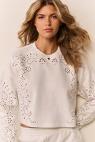 Lalo Bandana Eyelet Fleece Pullover-Sweatshirt-LoveShackFancy-Max & Riley
