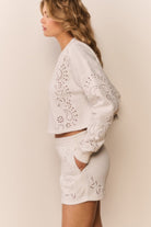 Lalo Bandana Eyelet Fleece Pullover-Sweatshirt-LoveShackFancy-Max & Riley
