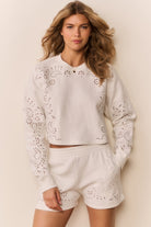 Lalo Bandana Eyelet Fleece Pullover-Sweatshirt-LoveShackFancy-Max & Riley