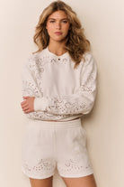 Abrah Bandana Eyelet Fleece Shorts-Shorts-LoveShackFancy-Max & Riley