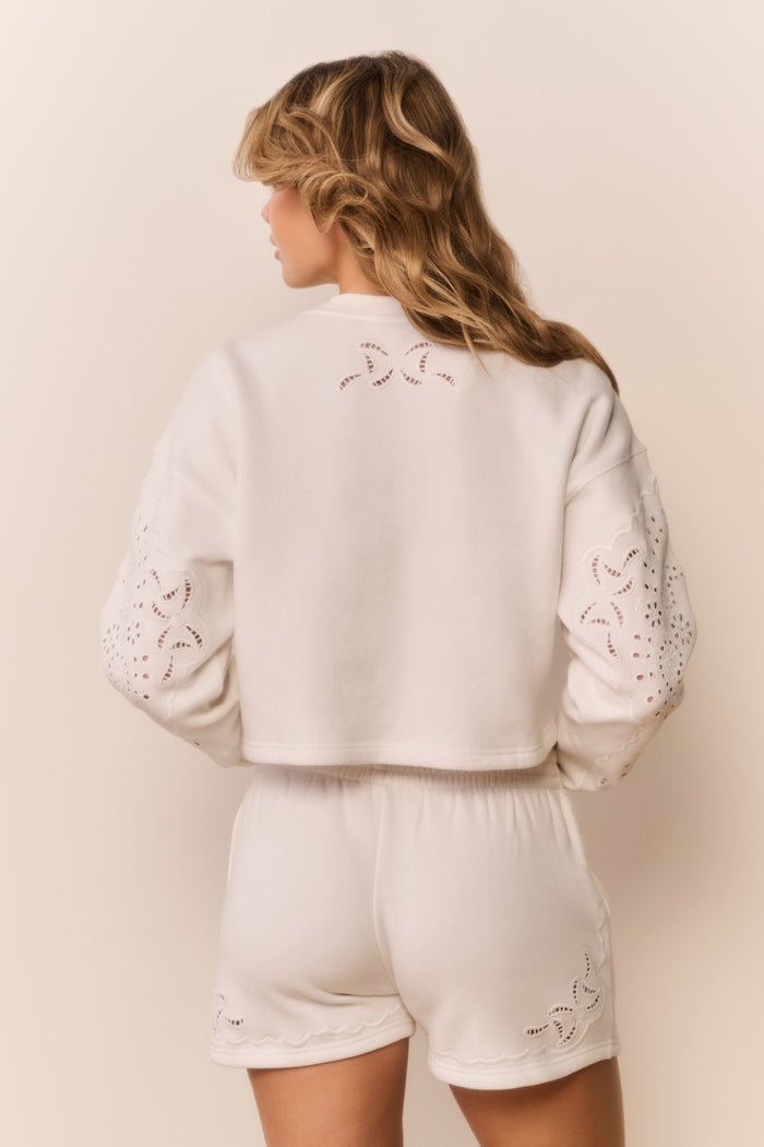 Abrah Bandana Eyelet Fleece Shorts-Shorts-LoveShackFancy-Max & Riley