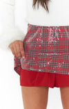 All Night Skort- Red Plaid Sequins-Bottoms-Show Me Your Mumu-Max & Riley