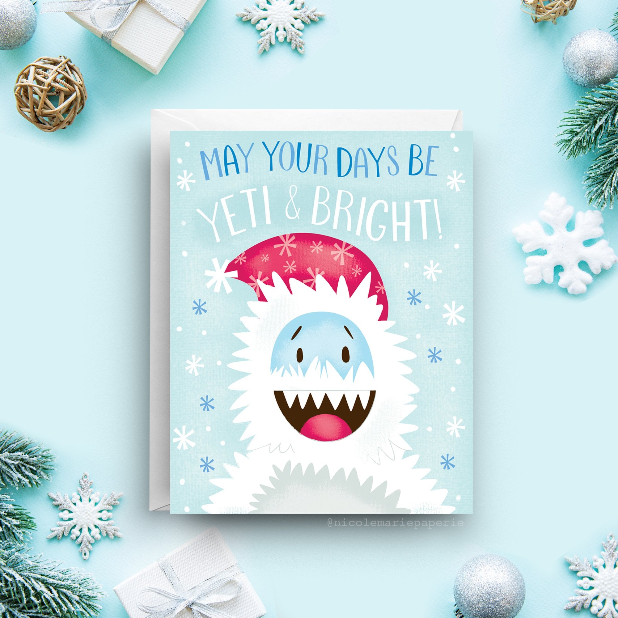 Holiday Greeting Cards-Home & Gifts-Nicole Marie Paperie-Yeti Holiday-Max & Riley
