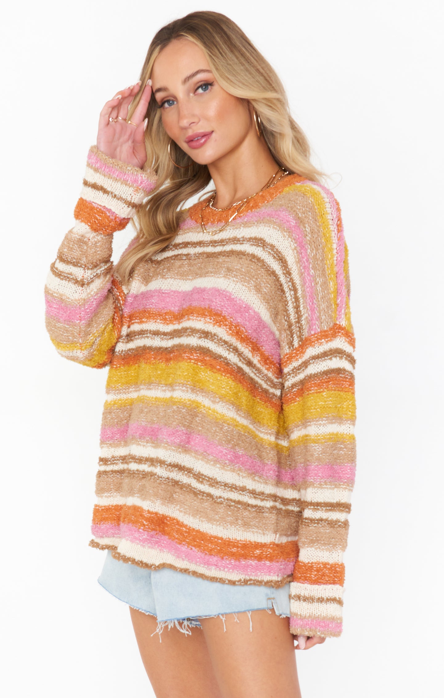 Badut Loose Knit Striped Jumpers in Brown and Rose